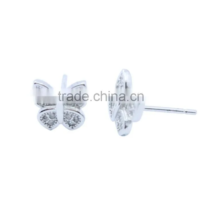 wholesale price 925 sterling silver party girl butterfly stud earring