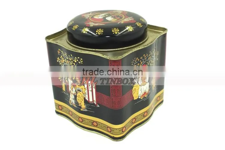 Wave Shaped Tea Tin Can with Inner Lid