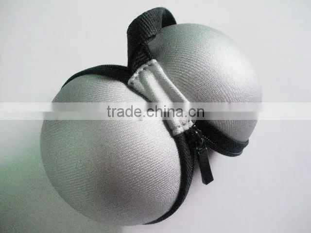 GC- Silver color PU leather covering Ball shape EVA mould case