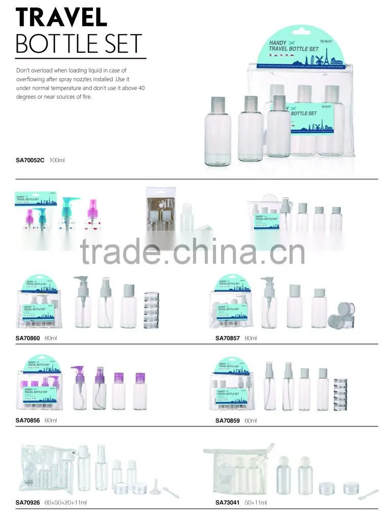 Top sells best assortment Travel PET bottle set