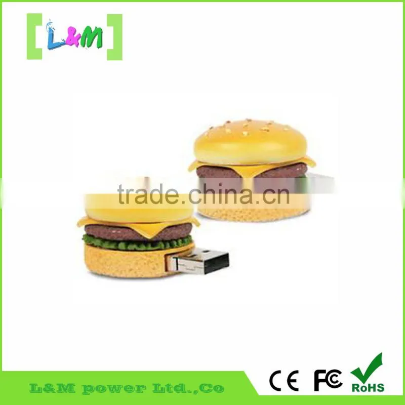 Hamburg shape gifts memory sticks Novelty PVC USB Flash Drives, Supports USB 2.0 Version, Suitable for Promotions