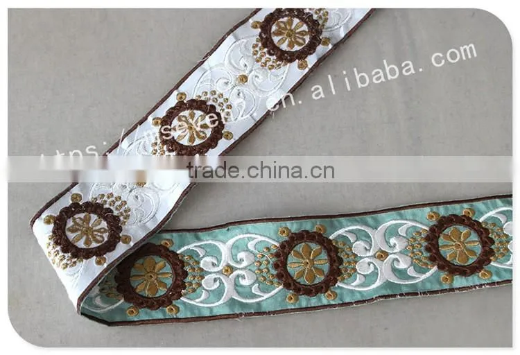New arrival 6cm width gorgeous ethnic lace trim embroidery for garment