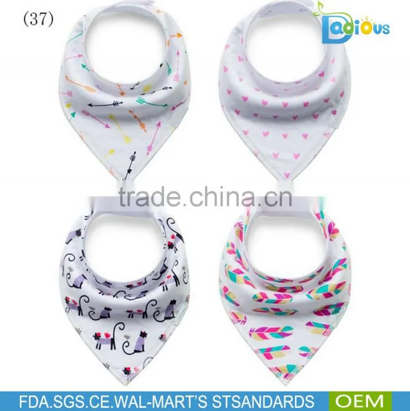 amazon bestseller 100% cotton Adjustable baby bandana drool bibs