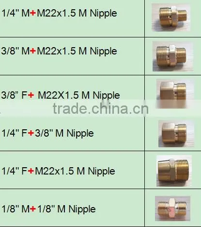 various sizes double brass Nipples