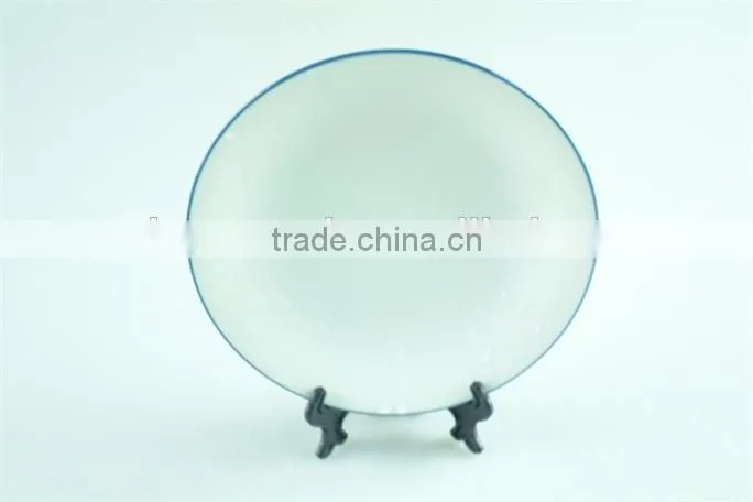 5pcs white porcelain dinner set with green rim stock,dinnerware sets