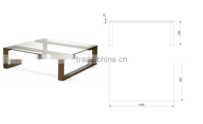 Bronze stainless steel base glass coffee table