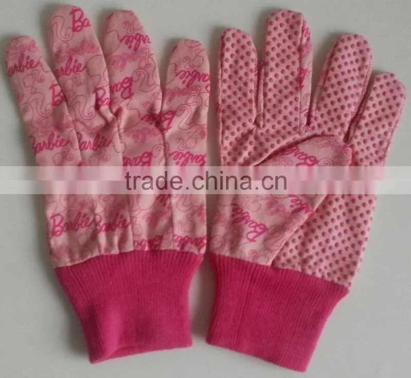 Kids Cotton Gardning Gloves With Mini PVC Dots Palm