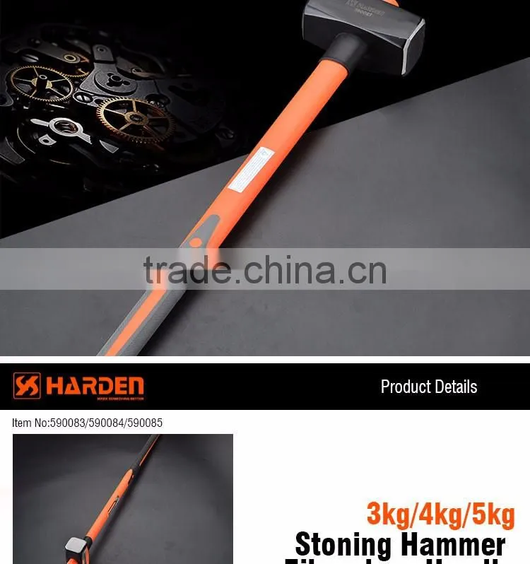 Professional Carbon Steel Stoning Stong Hammer With Long Flbreglass Handle