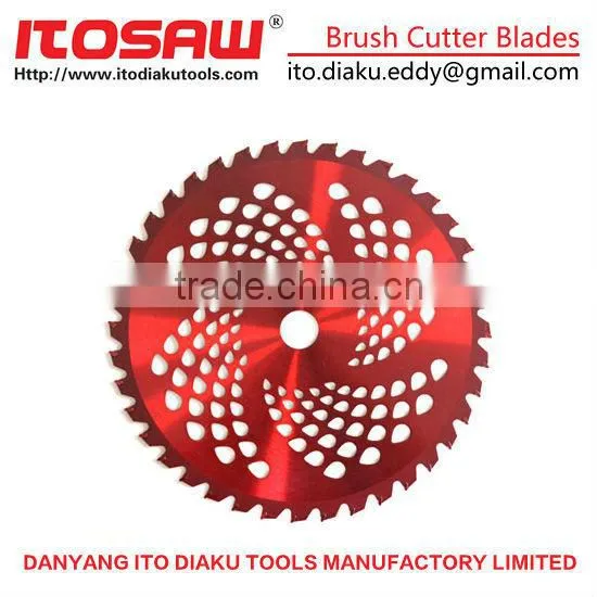 Grass Cutter blade for the Mower, SK-5 material 4T with tooth size from 230mm to 600mm, thickness from 1.0mm to 3.0mm