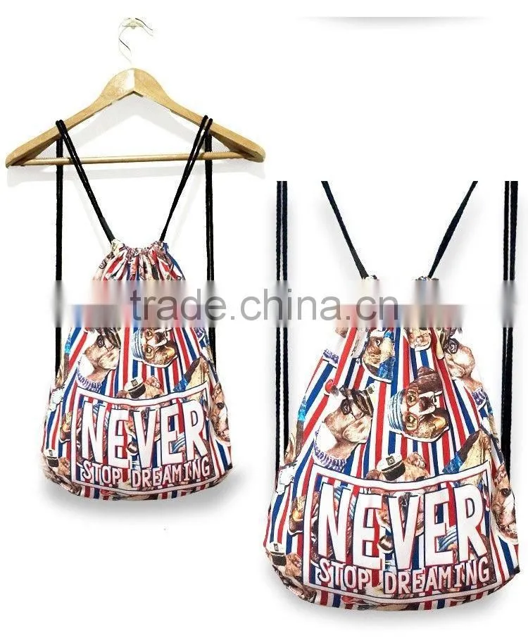 GYM backpack Drawstring Bucket Shoulders Travel Bag many dogs