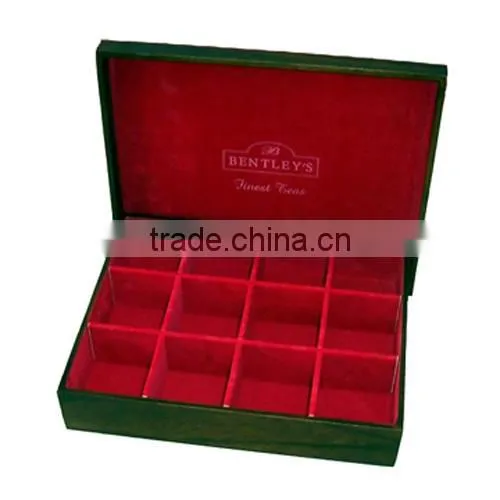 paulownia wood tea box with 12 compartments