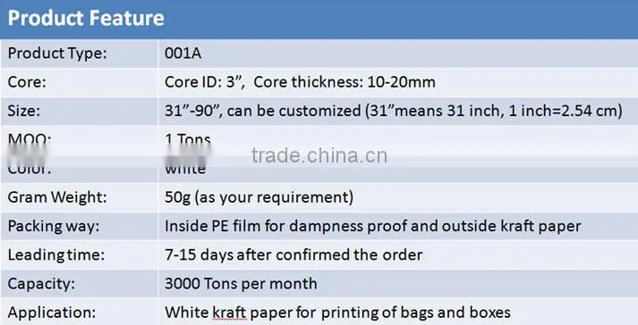 hot sale white kraft a4 paper price per ton