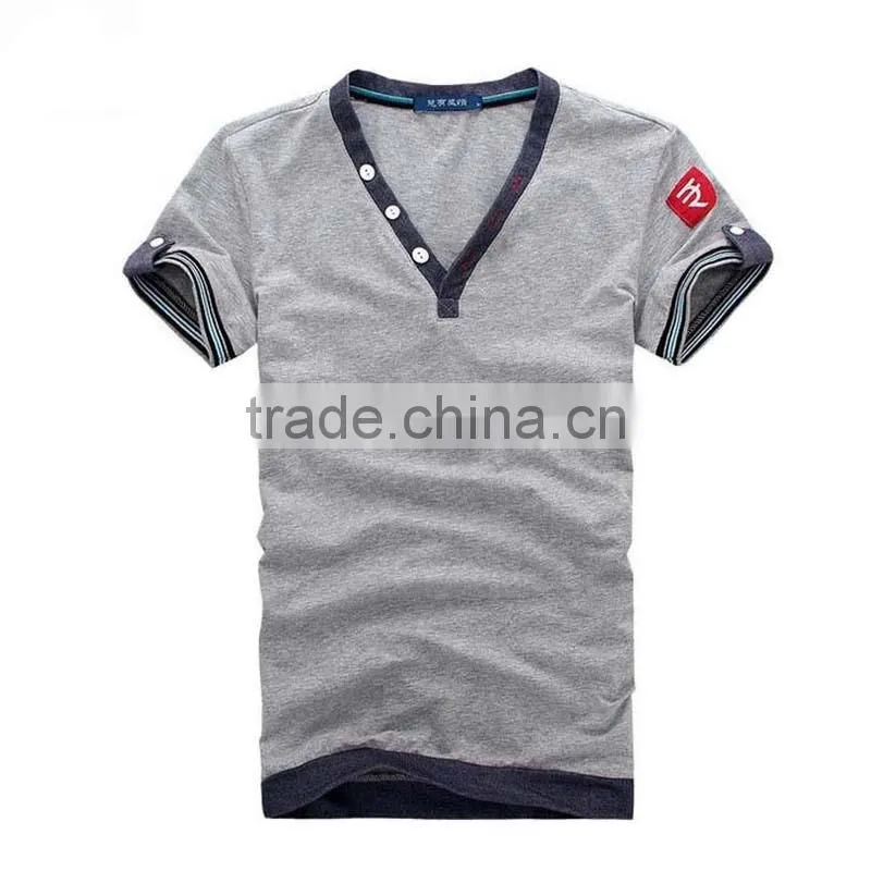 New Arrival Fashion Best Selling Wholesale Cotton Custom Casual Men T Shirt V Neck Top Tees