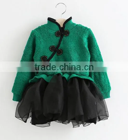 Girls knitted sweater children winter paragraph clothing princess tulle skirt New Year Christmas fancy dress