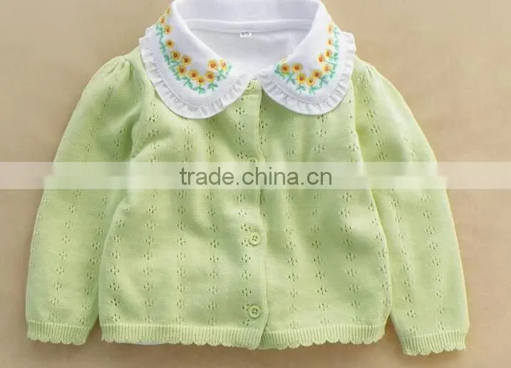 wholesale pure cotton crochet knitted button down new born little baby sweater