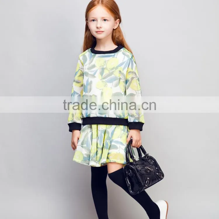 Stock available! COOL KID ZONE 2016 fashion kids autumn clothes girl dress suit 4 to 14 years old kids girl autumn dress