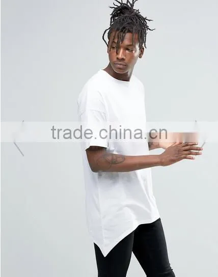 2016new fashion mens t shirt Irregular cutting t shirt blank tee