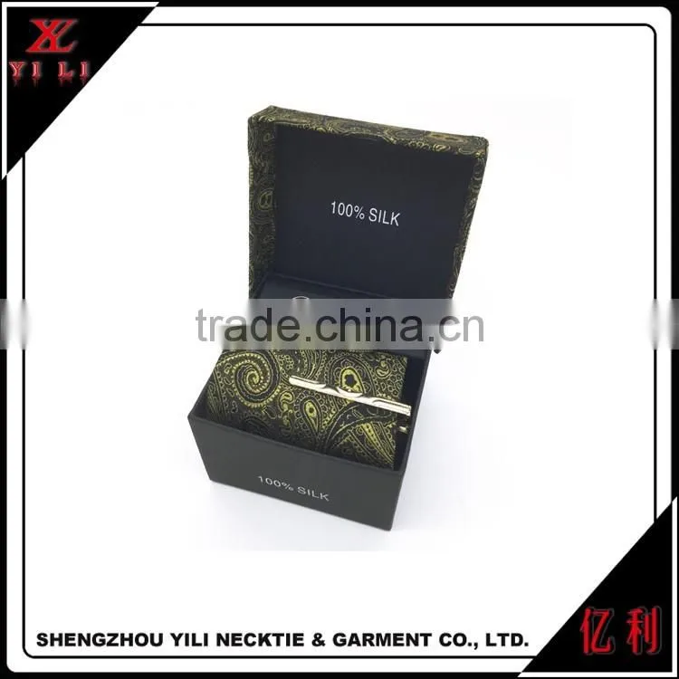 China supplies gift sets woven silk tie hanky cufflinks set