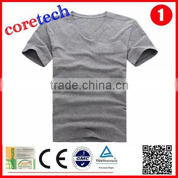 Plain blank mens slim fit v-neck t-shirt factory