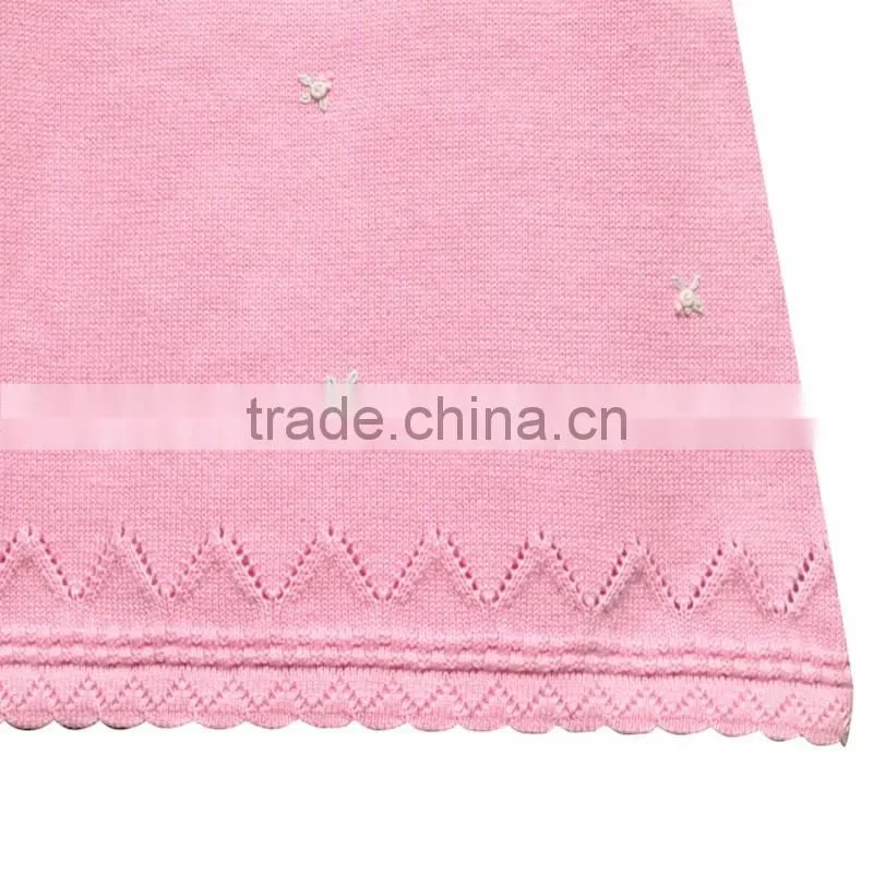 Round Neck Short Sleeve Cotton Knitting Girl Dress