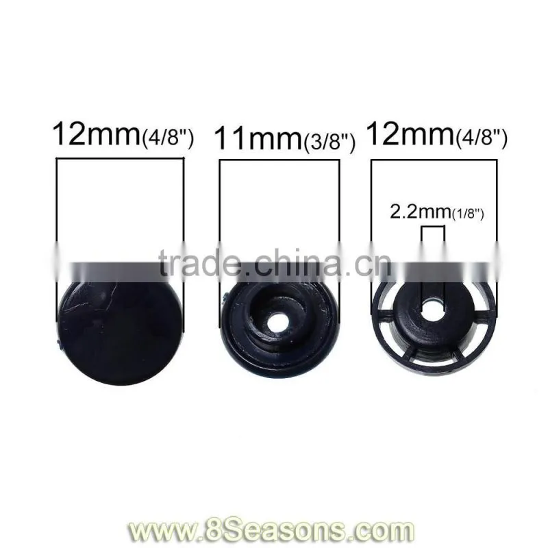 Resin Snap Fastener Set Buttons Scrapbooking Round Navy Blue 11mm x 4mm 12mm x 4mm 12mm x 6mm 12mm x 6mm,300Sets,8seasons