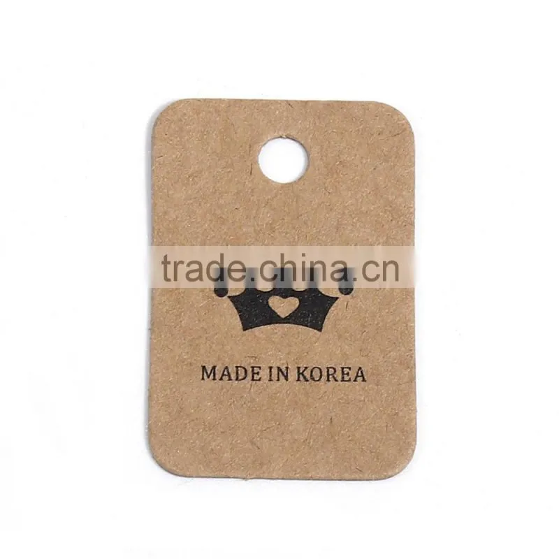 Paper Label Tags Rectangle Brown Crown Pattern 30mm(1 1/8") x 20mm( 6/8"), 1 Piece
