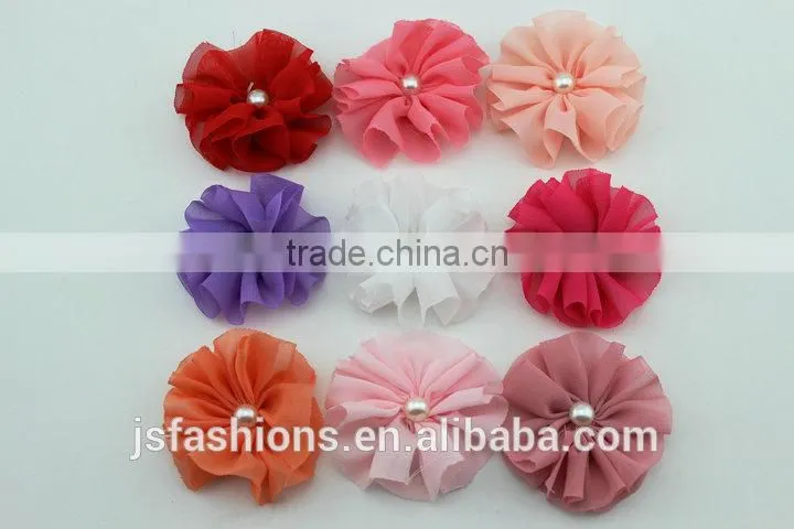 15 colors 5.5 cm fabric floral chiffon flower accessories, hair clip, shoes and garments accessories,DIY crafts flowers