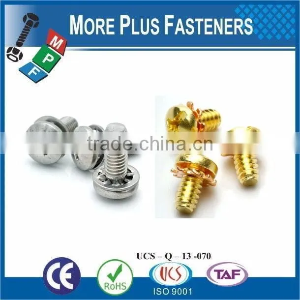 Taiwan M3 M12 M4-0.7 x 30mm DIN 7985 Phillips Drive Pan Head Grade A2 Stainless Steel Machine Screw with Hex Double Lock Washer
