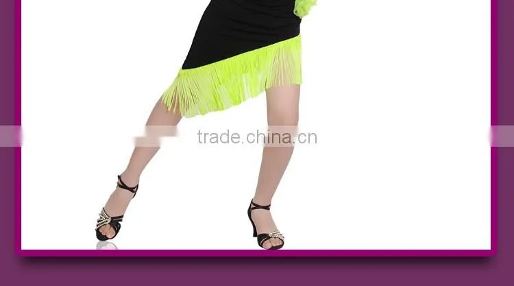 2016 New Child Kid Samba Tango Elegant Dance Dress Girls High Neck Performance Latin Dance Skirt Suit