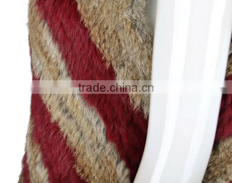 YR595 Newest Fashion Rabbit Knit Fur Vest/Real Fur Clothing
