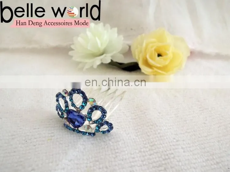 2 Colors Mini Rhinestone Crystal Crown Hair Comb Clip