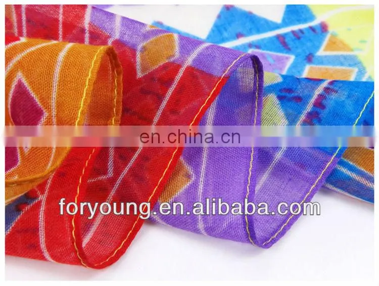 self fringe block printed voile scarf