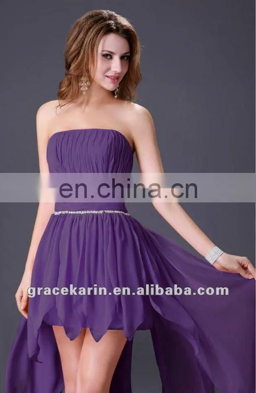 2015 Grace karin 2 Colors short front and long back Off shoulder cocktail dresses CL4094-1#