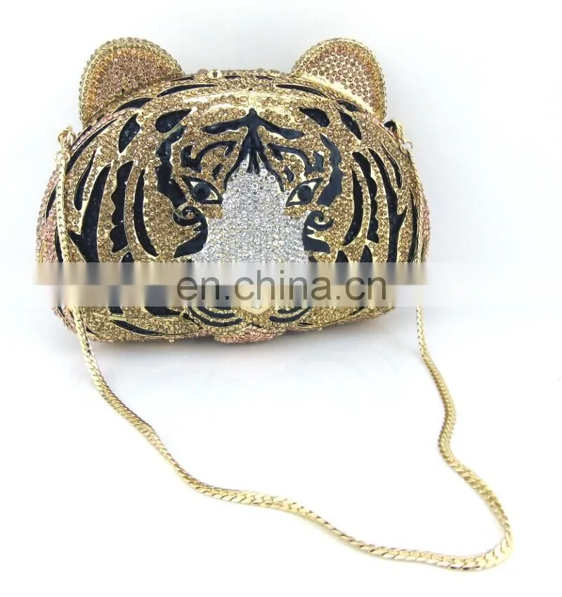 Tiger shape handmade bag crystal clutch bag evening bag