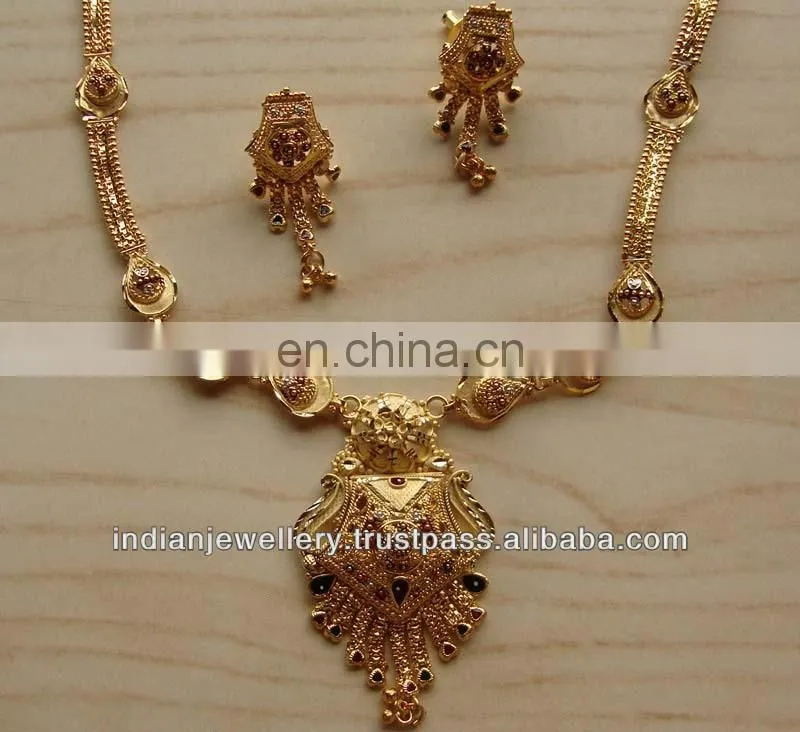Goldplated necklace jewelry set manufacturer, gold-plated necklace fashion jewellery sets exporter