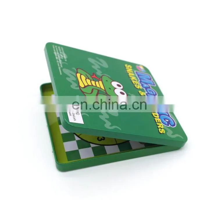 Fancy printed square chess game gift packaging tin box for kids