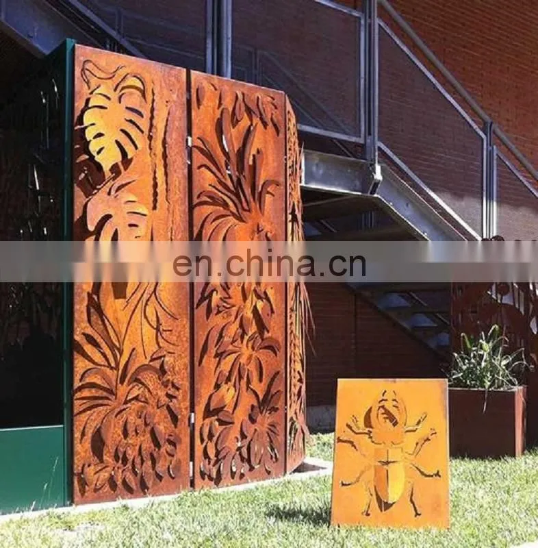Customized high quality laser cutting corten rusted steel screen