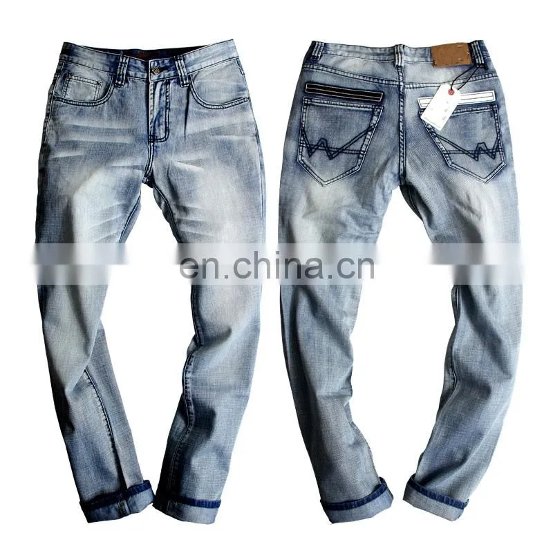 DiZNEW Wholesale men pencil ripped cotton slim stretch new skinny denim jeans