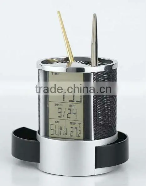 Penholder alarm digital table clcok with LED backlight