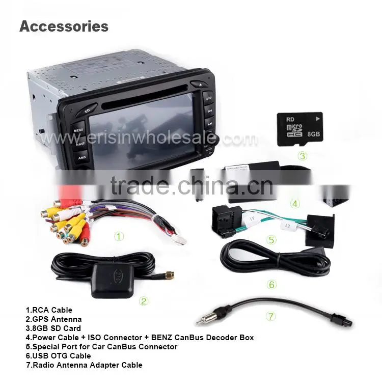 Erisin ES2507B 2 Din 7 inch Touch Screen Android 4.4.4 Car DVD Player for Mercedes W203