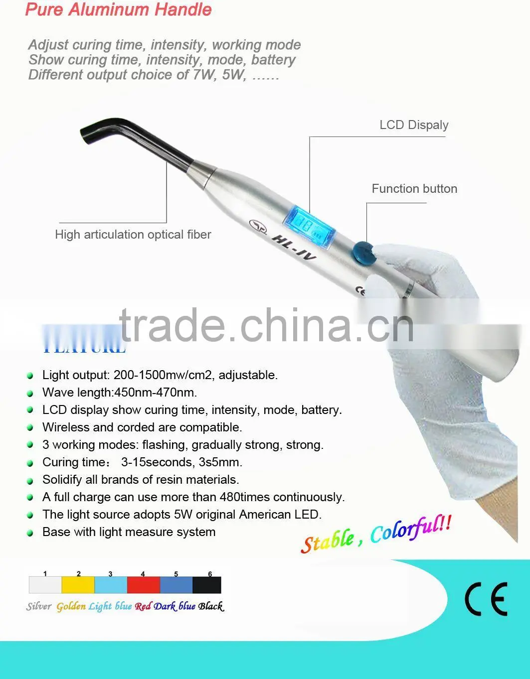 Model LED-520 CE approved curing light dental