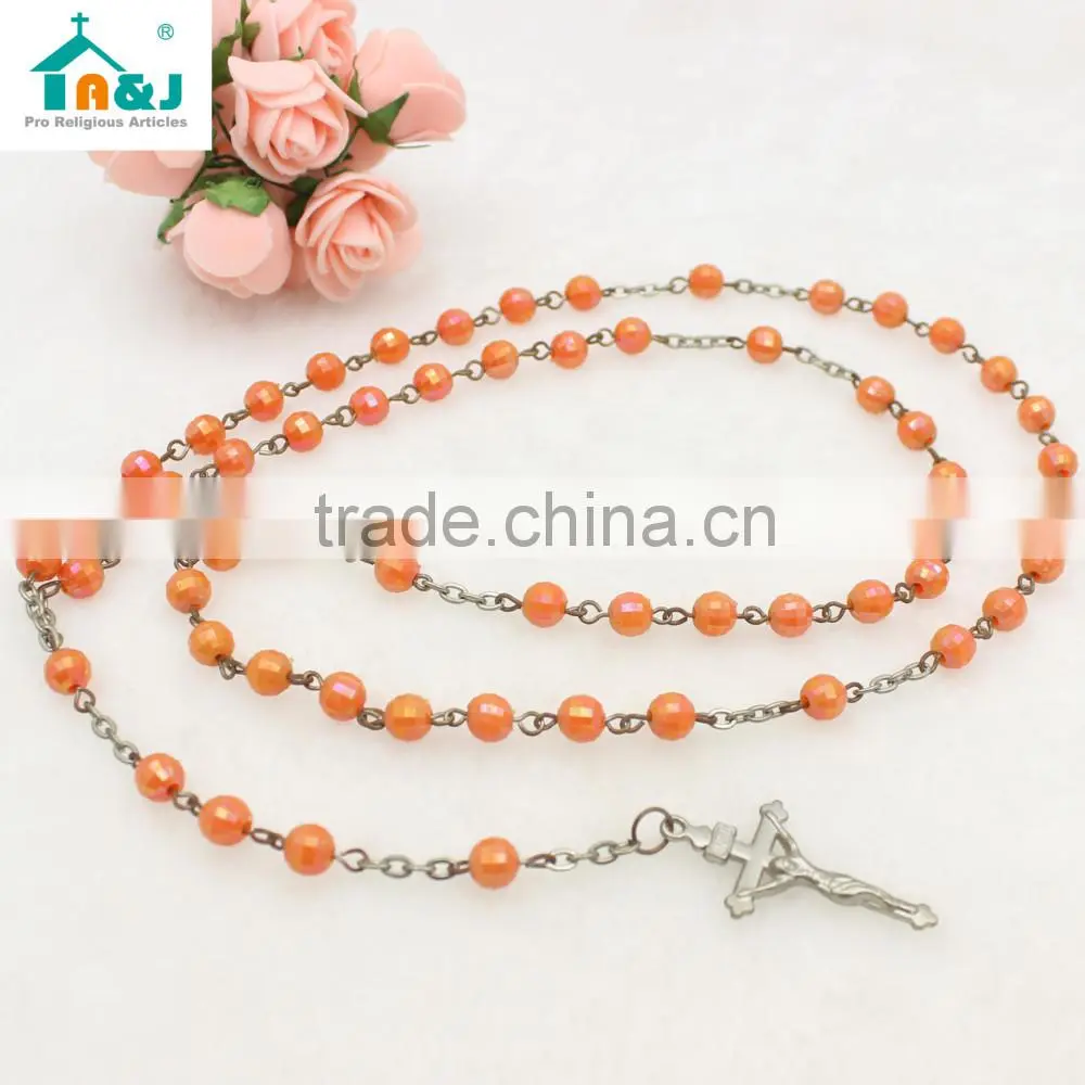 Fashion religious catholic plastic rosary bead necklace