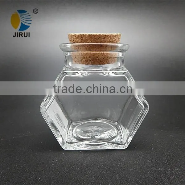 glass candy jar with cork & glass gift jar