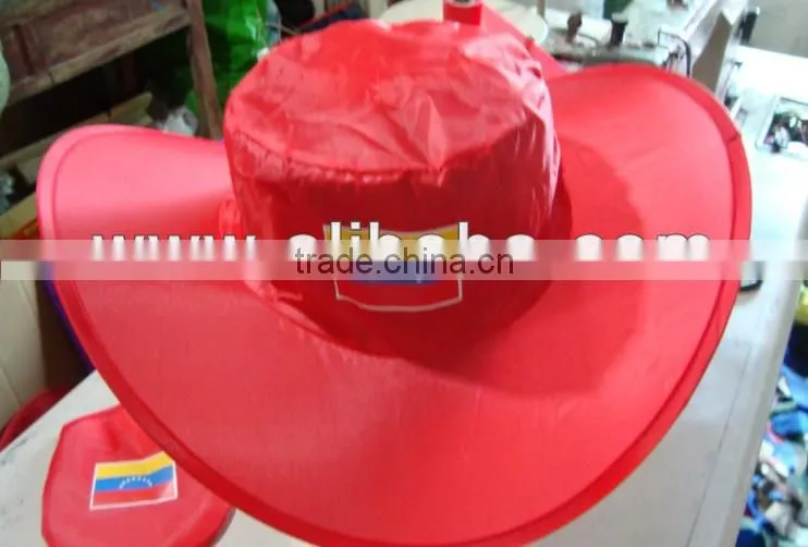 Foldable Promotional Cowboy Hat in 190T nylon, hats with print logo