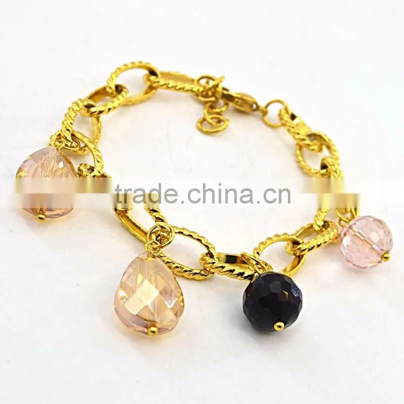 stainless steel jewelry crystal pendant gold hand chain fashion design