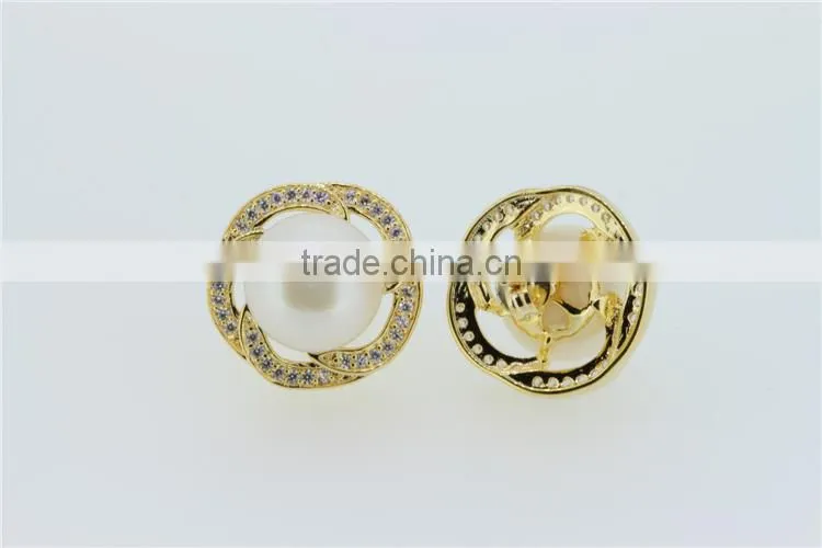 Ladies fashion big pearl earrings designs silver jewelry