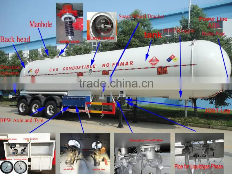 40,000 Ltrs LPG Gas Semi Trailer Tanker price for sale