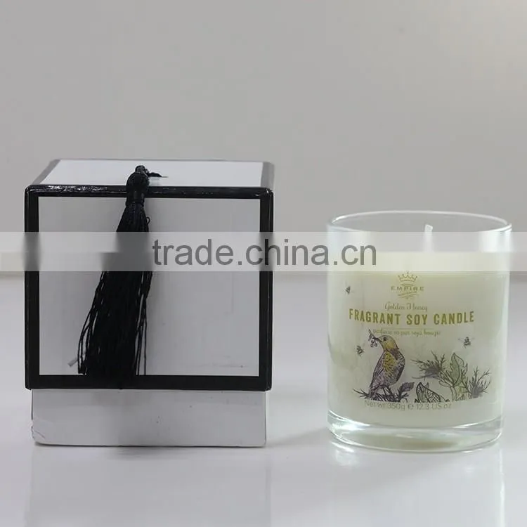 black glass candle jar,black candle holder with color ribbon