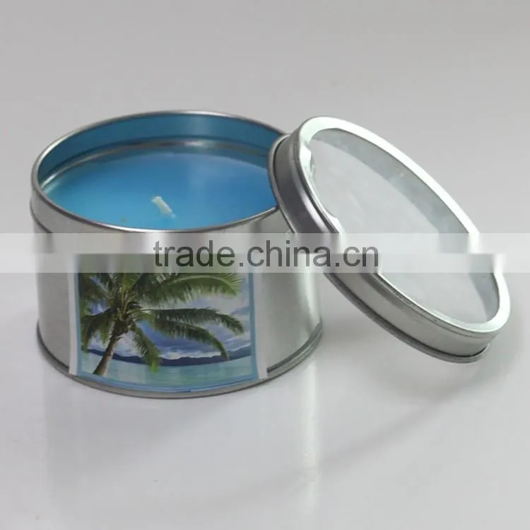Metal tin candle with metal lid