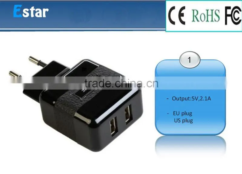 New Arrival 2.1A Dual USB EU Wall Charger
